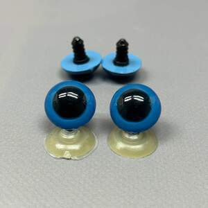 5 пар - Глаза винтовые для игрушек 20 мм с фиксатором - голубой