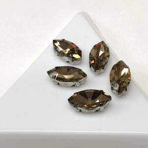 5 шт - Стразы в цапах 6х12 мм (стекло) Лодочка, раухтопазовый