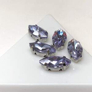 5 шт - Стразы в цапах 6х12 мм (стекло) Лодочка, сиреневый