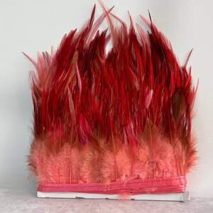 50 см - Перья петуха на ленте 8-12 см - розово-бордовый