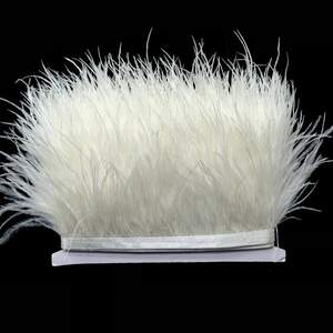 50 см - Перья страуса на ленте 6-10 см - белый теплый