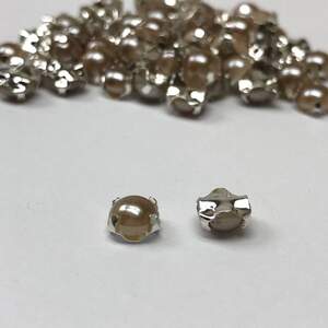 6 мм - Полубусины в оправе, пришивные - 10г капучино