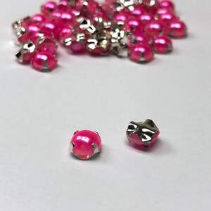 6 мм - Полубусины в оправе, пришивные - 10г малиновый