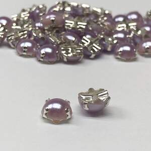 7 мм - Полубусины в оправе, пришивные - 10г сиреневый