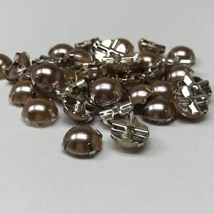 9 мм - Полубусины в оправе, пришивные - 10г капучино