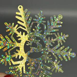 9х8 см Пайетка снежинка-олень - золото голограмма