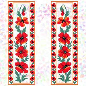 K-280 Маки в орнаменте (20х30 см). Confetti. Водорастворимый флизелин с рисунком