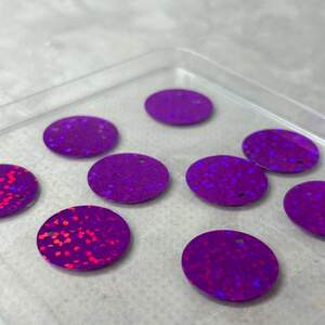 Ø19мм Пайетка монетка круглая 5г - фиолетовый голограмма