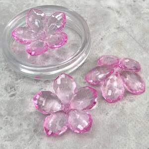 Ø38 мм Бусина пластик Цветок, #5021 - розовый прозрачный