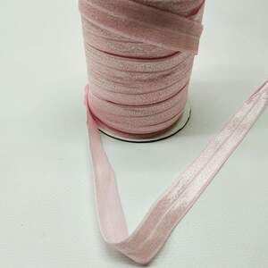 А-004 Трикотажная окантовочная бейка с блеском 1,5см - розовый