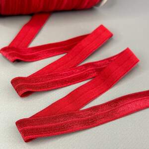 А-048 Трикотажная окантовочная бейка с блеском 1,5см - красный темный