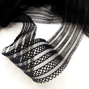 Ажурная резинка сеточка для нижнего белья, 3,5 см - черная Ажурная резинка сеточка для нижнего белья, 3,5 см - черная