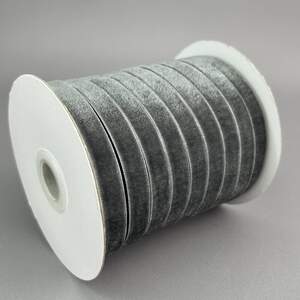 Бархатная лента декоративная 1см боб. 46м. цвет серый