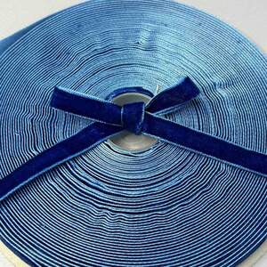 Бархатная лента декоративная 1см, моток 14 м - синий темный