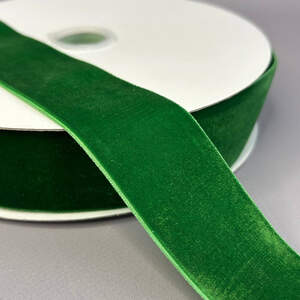 Бархатная лента декоративная 4 см 22 м - травянистый