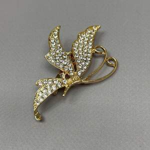 Брошь-булавка Бабочка 7 см - лимонное золото #102113