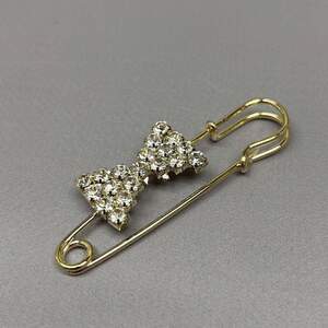 Брошь-булавка Бант 6,5 см - лимонное золото #70105