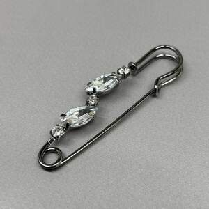 Брошь-булавка Капля 6,5 см - графит #70102