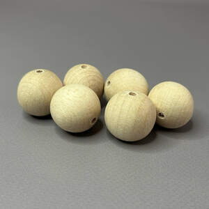 Бусина деревянная круглая 25 мм, бук отверстие 5 мм