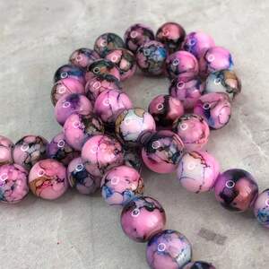 Бусина керамическая под мрамор 10 мм - розовая акварель Бусина керамическая под мрамор 10 мм - розовая акварель