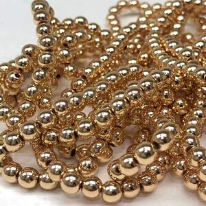 Бусины Гематит шарик 4 мм, (100 шт) - цвет Золото Бусины Гематит шарик 4 мм, (100 шт) - цвет Золото