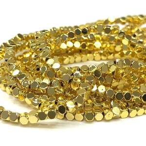 Бусины Гематит шестигранник 2,3х2,3 мм, (165 шт) - цвет Лимонное золото Бусины Гематит шестигранник 2,3х2,3 мм, (165 шт) - цвет Лимонное золото