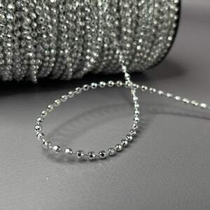 Бусины на нитке рондель, Ø3мм - Серебро Бусины на нитке рондель, Ø3мм - Серебро