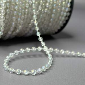 Бусины на нитке, Ø4мм - прозрачный с покрытием АВ