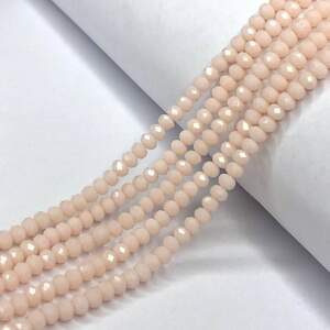 Бусины хрустальные рондель 4х3мм, нить-130 шт, бежевый матовый