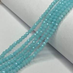 Бусины хрустальные рондель 4х3мм, нить-130 шт, голубой матовый