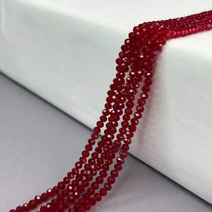 Бусины хрустальные рондель 4х3мм, нить-130 шт, красный темный прозрачный