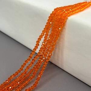Бусины хрустальные рондель 4х3мм, нить-130 шт, оранжевый прозрачный
