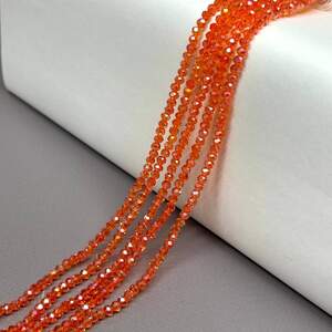 Бусины хрустальные рондель 4х3мм, нить-130 шт, оранжевый прозрачный с АВ