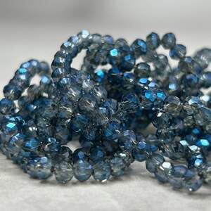 Бусины хрустальные рондель 4х3мм, нить-130 шт, прозрачный серый с синим отливом