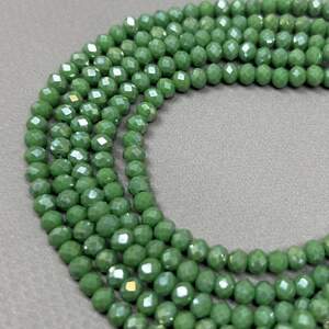 Бусины хрустальные рондель 4х3мм, нить-130 шт, салатовый матовый с АВ