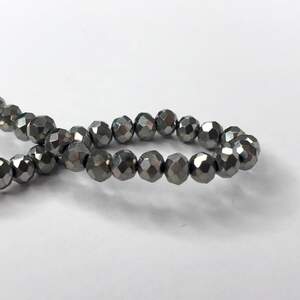 Бусины хрустальные рондель 4х3мм, нить-130 шт, серебрянное напыление