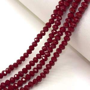 Бусины хрустальные рондель 4х3мм, нить-135 шт, бордовый матовый