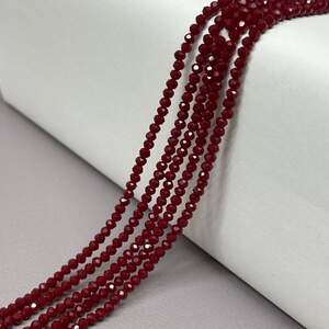 Бусины хрустальные рондель 4х3мм, нить-135 шт, бордовый матовый