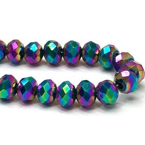Бусины хрустальные рондель 4х3мм, нить-135 шт, гальваническое радужное напыление