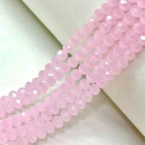 Бусины хрустальные рондель 4х3мм, нить-135 шт, розовый матовый