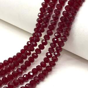 Бусины хрустальные рондель 8х6мм, нить-60 шт, вишневый прозрачный