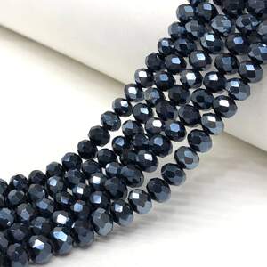 Бусины хрустальные рондель 8х6мм, нить-60 шт, гематитовый матовый