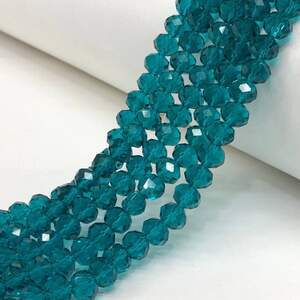 Бусины хрустальные рондель 8х6мм, нить-60 шт, морская волна прозрачный