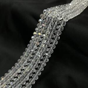 Бусины хрустальные рондель 8х6мм, нить-60 шт, прозрачный с переливом