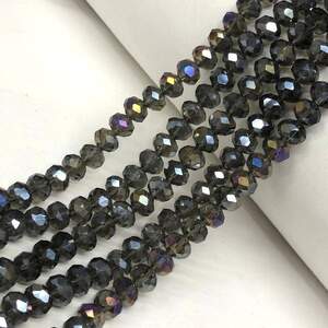 Бусины хрустальные рондель 8х6мм, нить-60 шт, раухтопазовый прозрачный с покрытие АВ