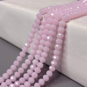 Бусины хрустальные рондель 8х6мм, нить-60 шт, розовый матовый