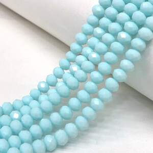 Бусины хрустальные рондель 8х6мм, нить-60 шт, светло голубой прозрачный