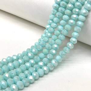 Бусины хрустальные рондель 8х6мм, нить-60 шт, светло-голубой матовый с покрытием АВ