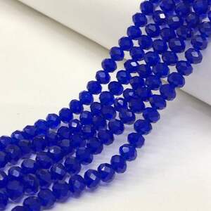 Бусины хрустальные рондель 8х6мм, нить-60 шт, темно синий прозрачный