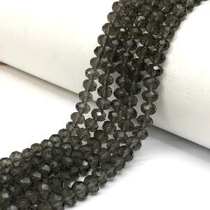 Бусины хрустальные рондель 8х6мм, нить-65 шт, серый прозрачный